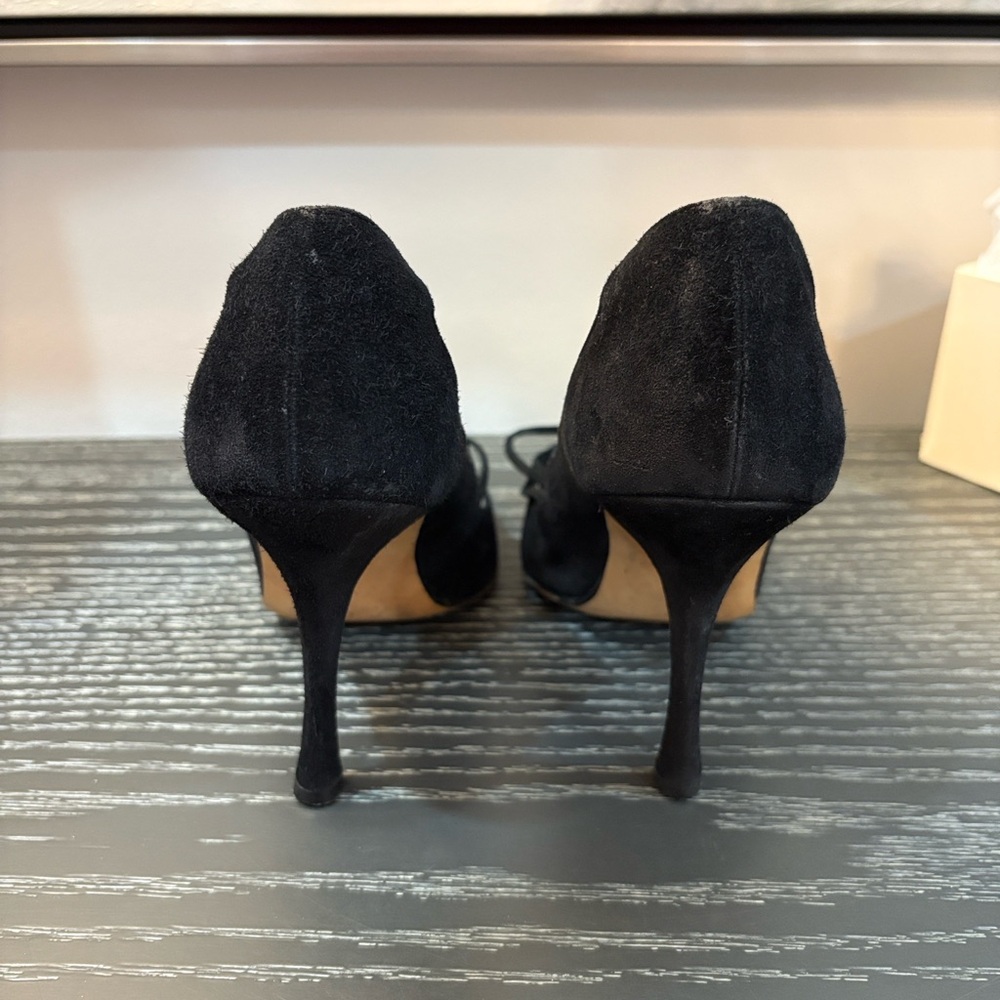 Manolo Blahnik Black Lace-Up Heels - Picture 9 of 9